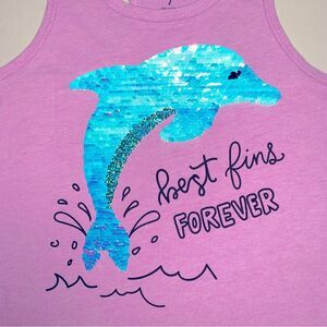 OshKosh Dolphin Best Friends Flip Sequin Tank Top Girl’s 7 Sleeveless Top Summer